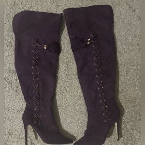 Eggplant Purple Thigh High Boots